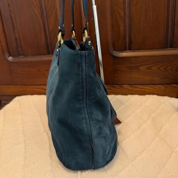 Coach EUC+ Teal Green Suede Shoulder Bag - Picture 6 of 16